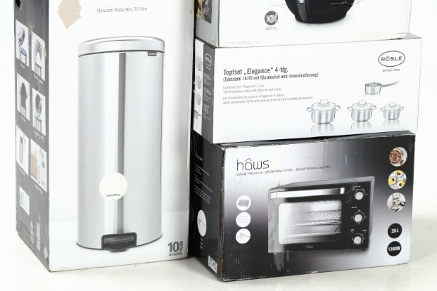 Diverse køkkenapparater 6 stk.  fra bl.a. OBH Nordica airfryer og Rösle grydesæt (6)