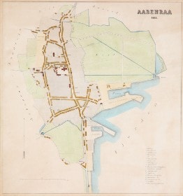 Kort over Aabenraa, håndkoloreret litografi, 1862