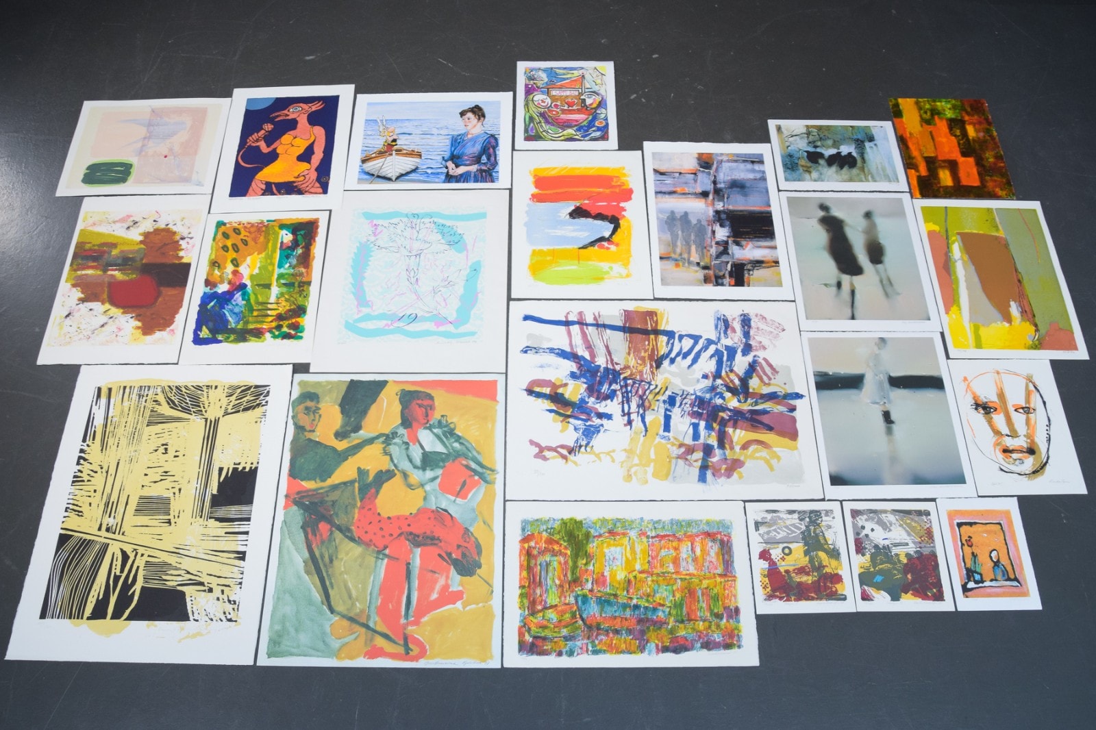 Samling grafiske tryk, bla. Ann Lisbeth Sanvig, Carsten Rudolfsen ...