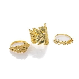 Pure Leaf. Tre ringe belagt med 18 kt. guld str. 51 (3)