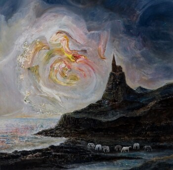 Mark Stolk, The Living Fire, mixed media på plade