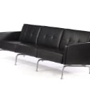 Johannes Foersom & Peter Hjort-Lorenzen. Three-seater sofa, black leather, model EJ 60/3