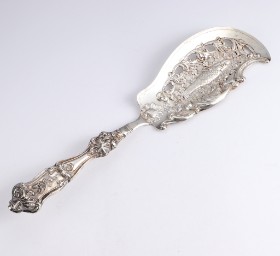 New Rococo silver fish serving spade, master Hans Josef Piil, Copenhagen 1840