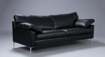 Stouby. Tre-personers sofa, model HJM Malta, sort læder