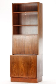 Two-part rosewood bookcase