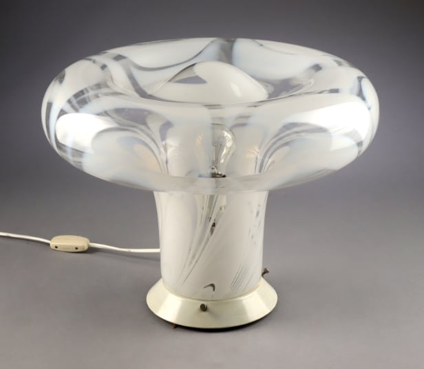 Angelo Brotto. Bordlampe fra 70'erne af muranoglas