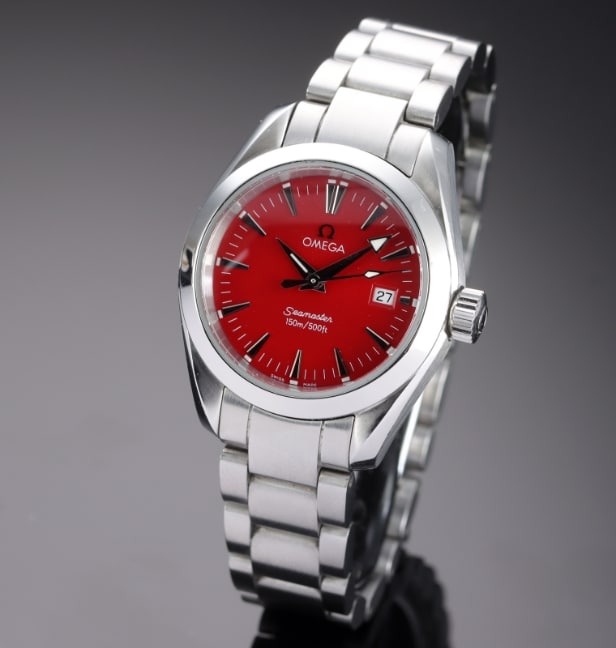 Omega 'Seamaster Aqua Terra Marui RED edition'. Ladies' watch in steel with red dial, approx. 1998