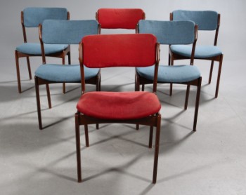 Erik Buch for Ørum møbelfabrik. Seks armstole, teaktræ (6)