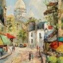 Arthur Hierer, olie på lærred. Motiv fra Mont Martre. 