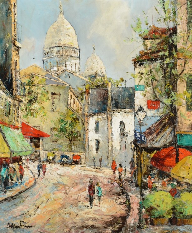 Arthur Hierer, olie på lærred. Motiv fra Mont Martre. 
