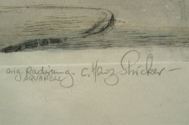 C. Heinz Stricker, 'Düsseldorf-Oberkassel, St. Antoniuskirche', Radierung aquarelliert, Anfang 20. Jh.