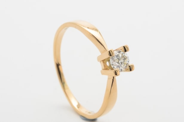 Solitaire ring with brilliant-cut approx. 0.25 ct, 14 ct. gold, size 55