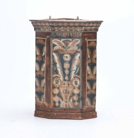 Wall-hung corner cabinet with original painting, 1800