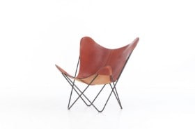 Butterfly Chair / flagermusstol, cognacfarvet læder