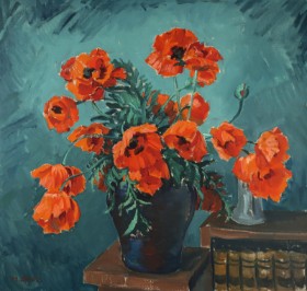 Marius Forest. Arrangement with red poppies