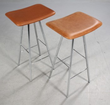 Dansk møbelproducent. Par barstole, anilin læder (2)