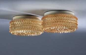 Et par stjerneformede væglamper af gult glas fra 70erne (2)