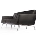 Johannes Foersom & Peter Hjort-Lorenzen. Three-seater sofa, black leather, model EJ 60/3
