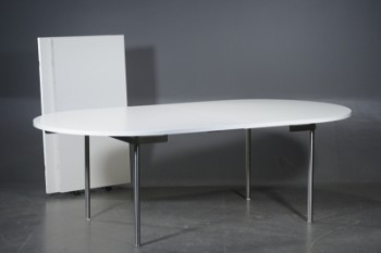 H. J. Wegner spisebord, hvid plade med udtræk og tillægsplader, model CH 335