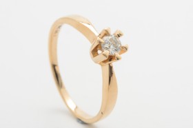 Solitaire ring with brilliant-cut approx. 0.20 ct. 14 kt. gold, size 54