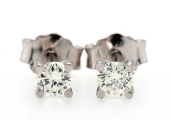 Earrings in 14kt with brilliant cut  diamonds 0.40ct