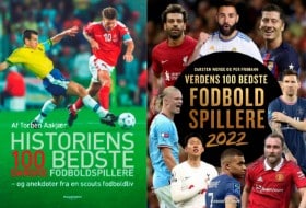 Historiens 100 bedste danske fodboldspillere af Torben Aakjær + Verdens 100 bedste fodboldspillere 2022 af Per Frimann & Carsten Werge, bøger (2)