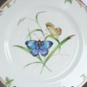 Royal Copenhagen. 'Butterfly' plates and bowl on foot, 19th century (7)