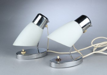 Drupol. Et par tjekkiske bordlamper i glas og forkromet metal fra 50erne (2)