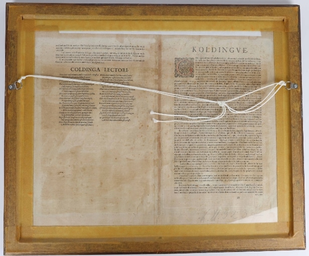 Prospectus of Kolding with Koldinghus. Original colored copper engraving.