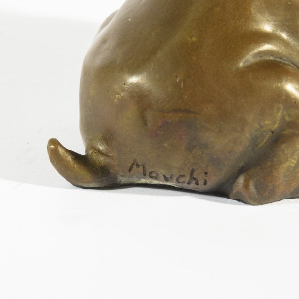 Bronzeskulptur, fransk Bulldog.