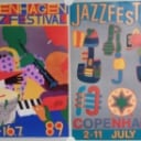 Bent Karl Jacobsen, Erik Rasmussen og Egon Fischer. Tre plakater for 'Copenhagen Jazz Festival', offsettryk, 1989, 1990 og 1993 