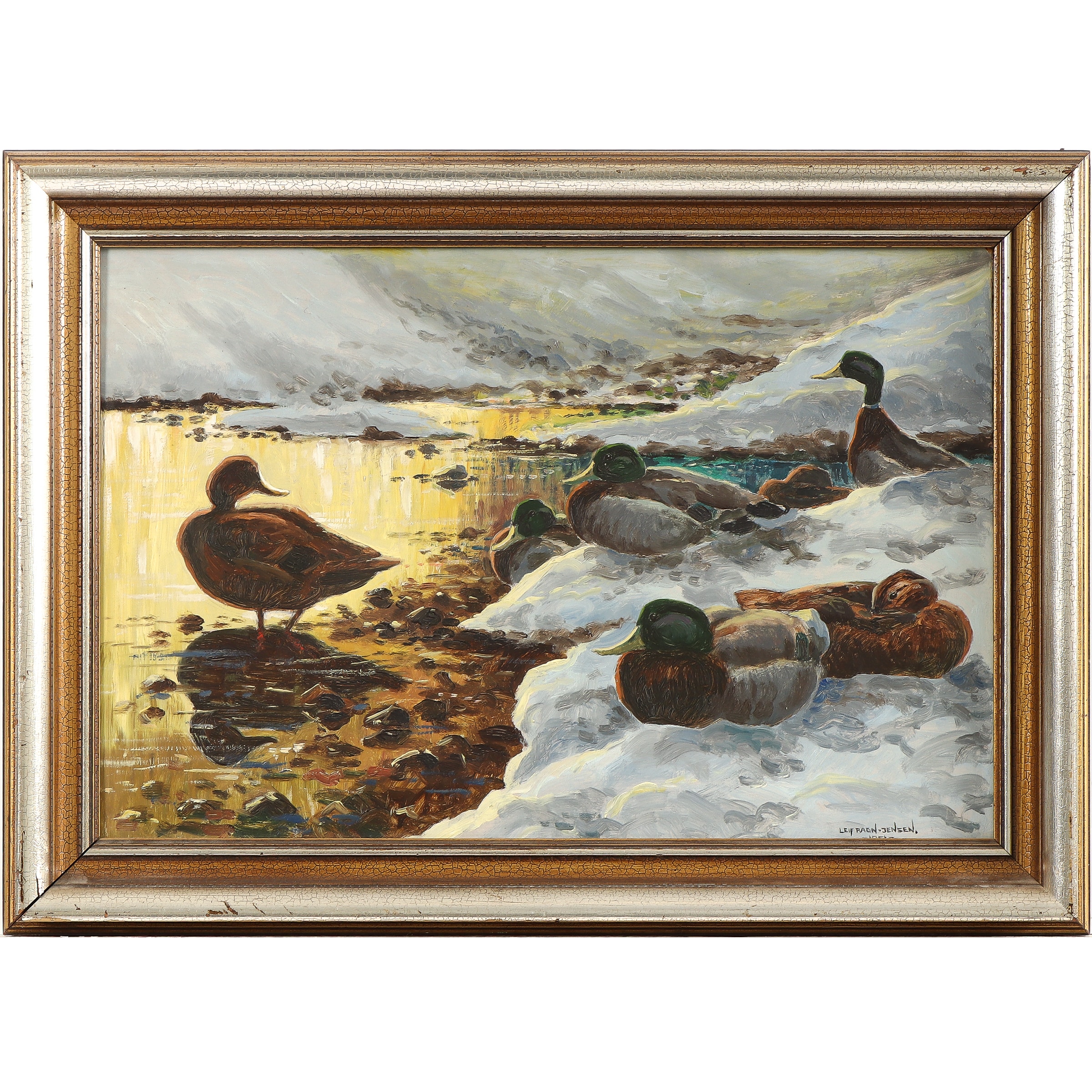 Leif Ragn Jensen. Winter motif with brooks & ducks.