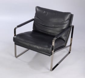 Preben Fabricius. Lænestol, model 710, Conversation Chair i sort læder