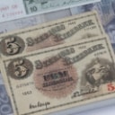 Collection of banknotes in folder, including Russia and France (142)