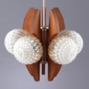 Electrofem Isz. Pendant from the 60s made of glass and teak wood