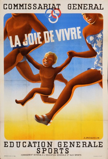 J. Jacquelin. Fransk plakat, La Joie de Vivre, ca. 1940erne