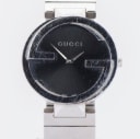 Gucci 'Interlocking'. Large women's watch in steel with black dial