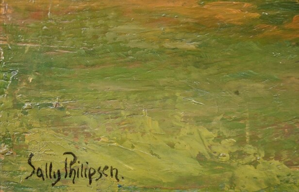 Sally Philipsen, landskab, olie på plade