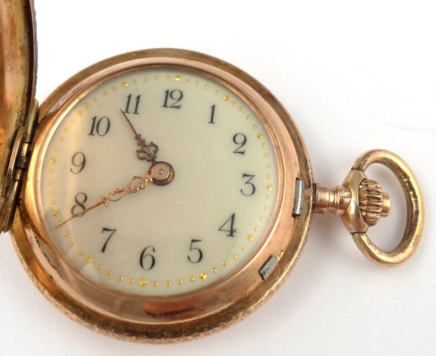 Remontoir Cylindre, 10 Rubis, Fickur i 14k roseguld, dam