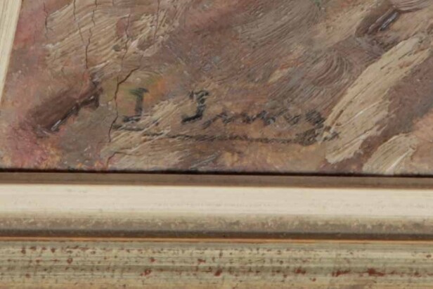 Jakob Jung, 'Dorfweg mit Figurenstaffage und Gebäuden', Ölgemälde Diese Ware steht erneut zur Auktion unter der Warennummer 

2940144