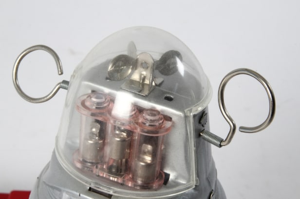 Ha Ha Toy. Robot Piston Action. Batteridrevet Robot samt Lantern Robot og 4 stk. Japanske Robot Låg / topemballage og 3 Danske Filmprogrammer (9)