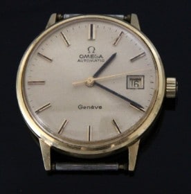 Vintage Omega Geneve automatic herrearmbåndsur af 18 kt. guld fra 1972