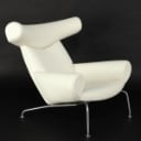 Hans J. Wegner 1914-2007. Armchair model EJ100 Oxchair with matching stool (2)