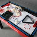 Multi-spillebord med stel i hård plast, 9 spil bla.bordfodbold bordtennis, bordhockey..,