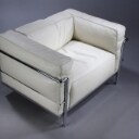 Le Corbusier. LC3 hvilestol med cremefarvet anilin læder