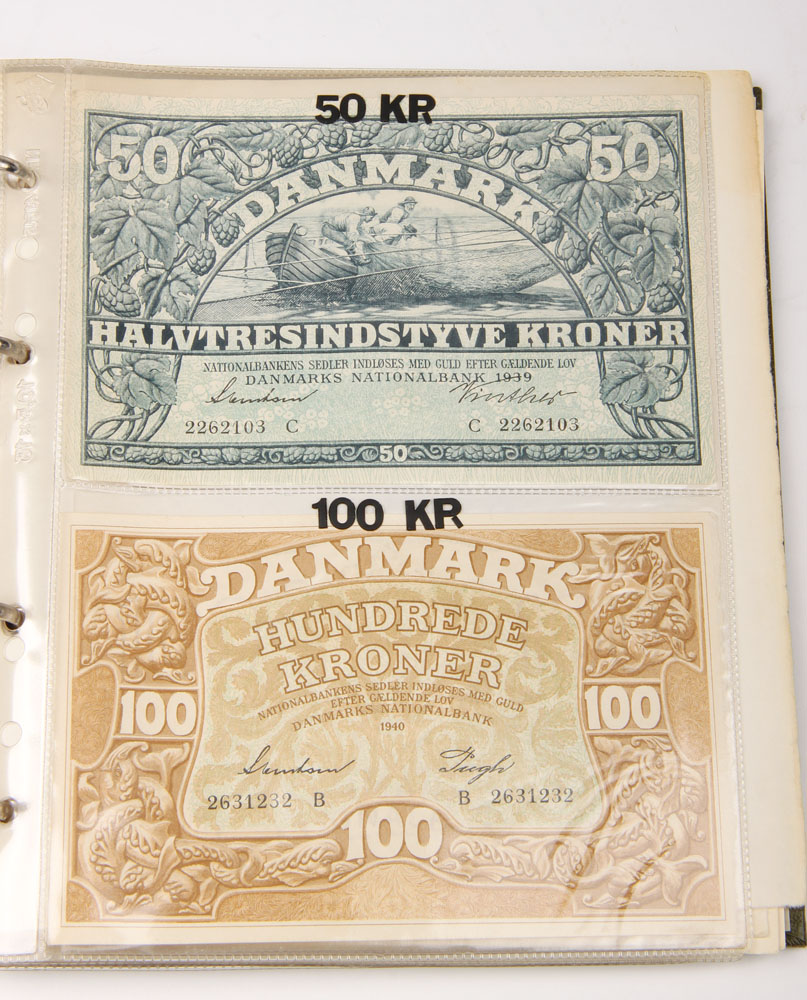 50 Kr. Seddel 1939. 100 Kr. Seddel. 1940 M.m. | Lauritz.com