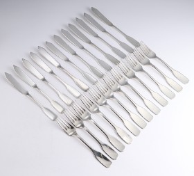 Hans Hansen, 'Susanne', sterling silver fish cutlery for 12 people (24)