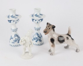 Dahl Jensen Bager, blanc de chine, Royal Copenhagen Terrier samt et par Bjørn Wiinblad lysestager (4)