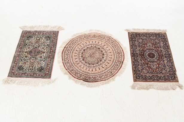 Three Chinese silk carpets (3)