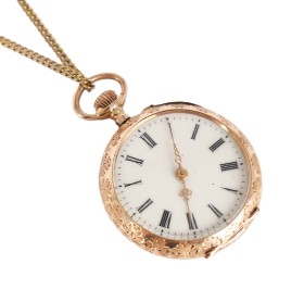 Pocket watch of 14 kt gold, single case